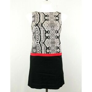 Ann Taylor Loft Women Dress, Size 2 Petite, black, beige, 100% linen